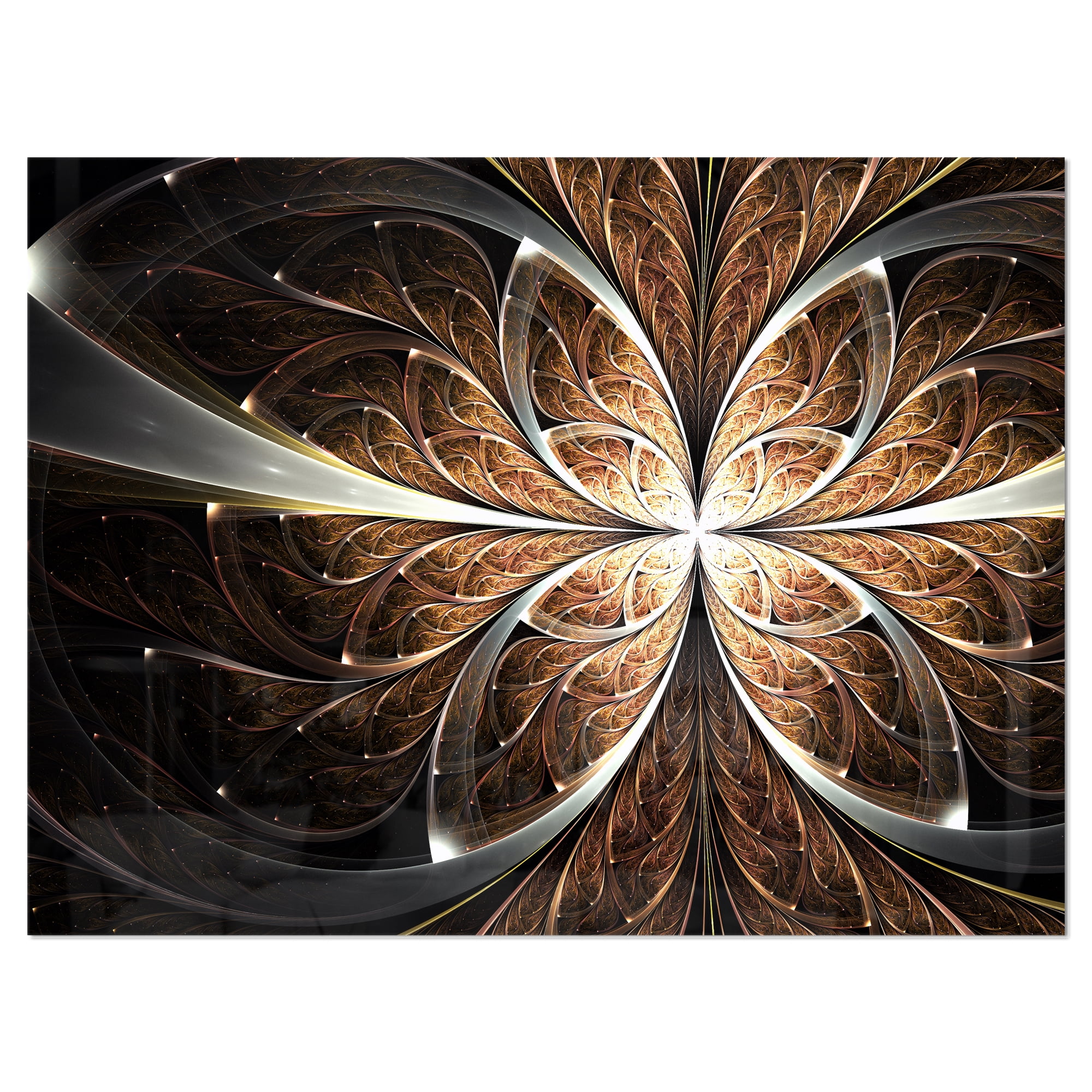 Designart 'Fractal Flower Brown Black Art' Metal Wall Art