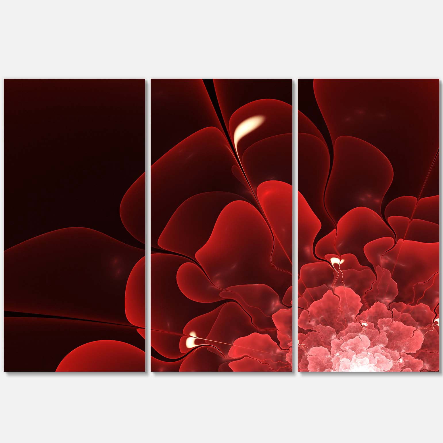 Designart 'Fractal Flower Clear Red Digital Art ' Floral Canvas Art Print