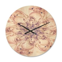 Designart 'Fractal Flower Full Bloom in Pink ' Modern Wood Wall Clock
