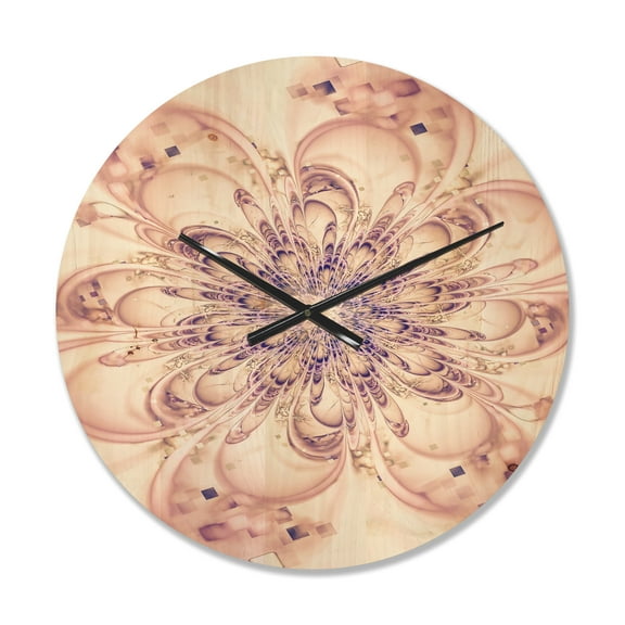 Designart 'Fractal Flower Full Bloom in Pink ' Modern Wood Wall Clock