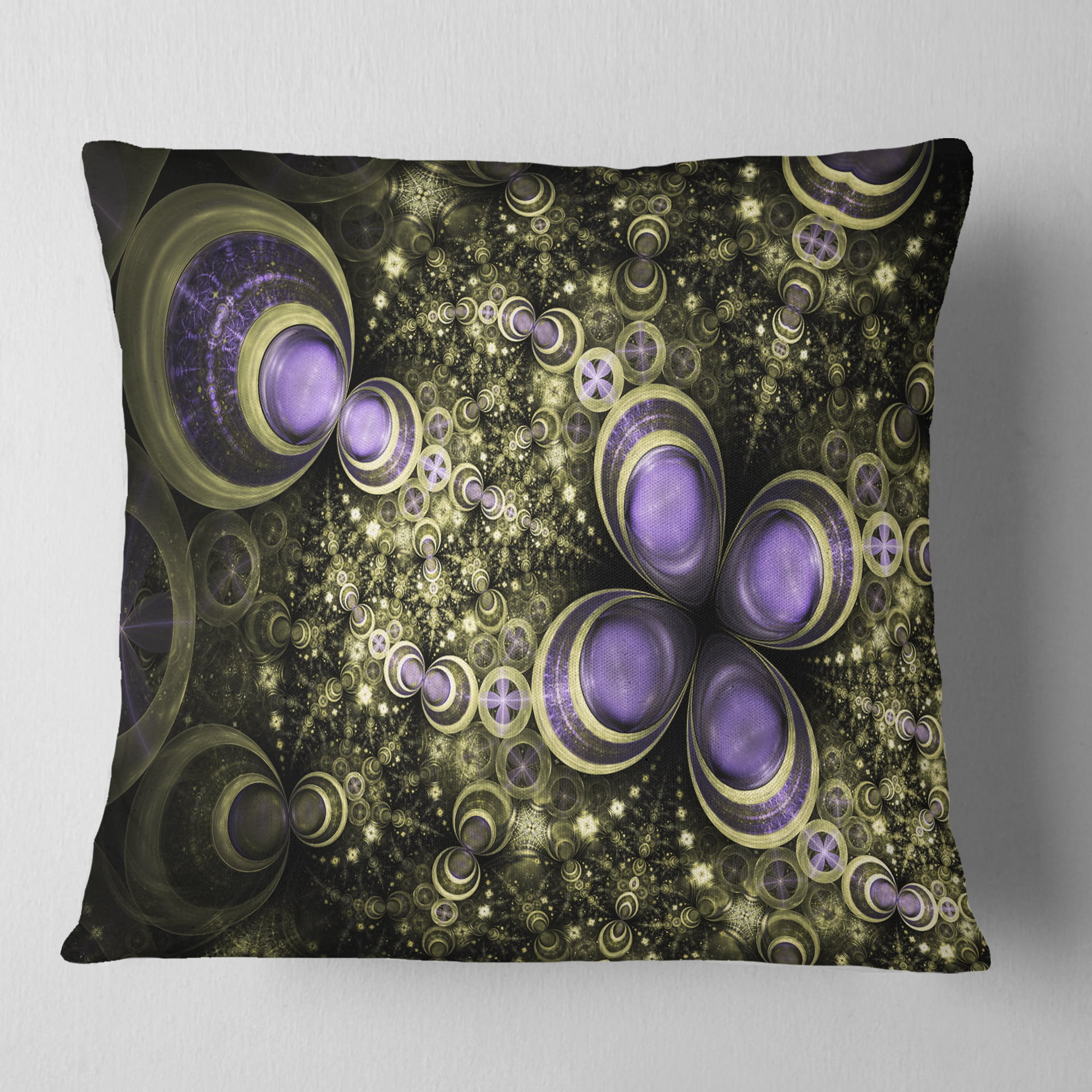 Designart Fractal Flower Light Brown Digital Art - Flower Throw Pillow - 16x16