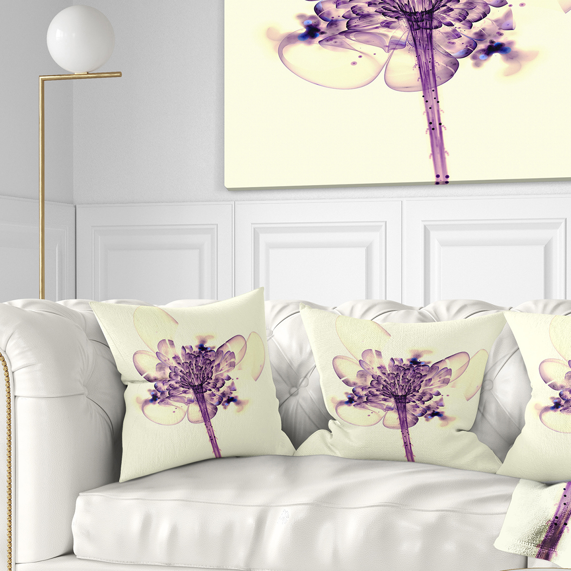 Designart Fractal Flower Light Pink - Floral Throw Pillow - 18x18