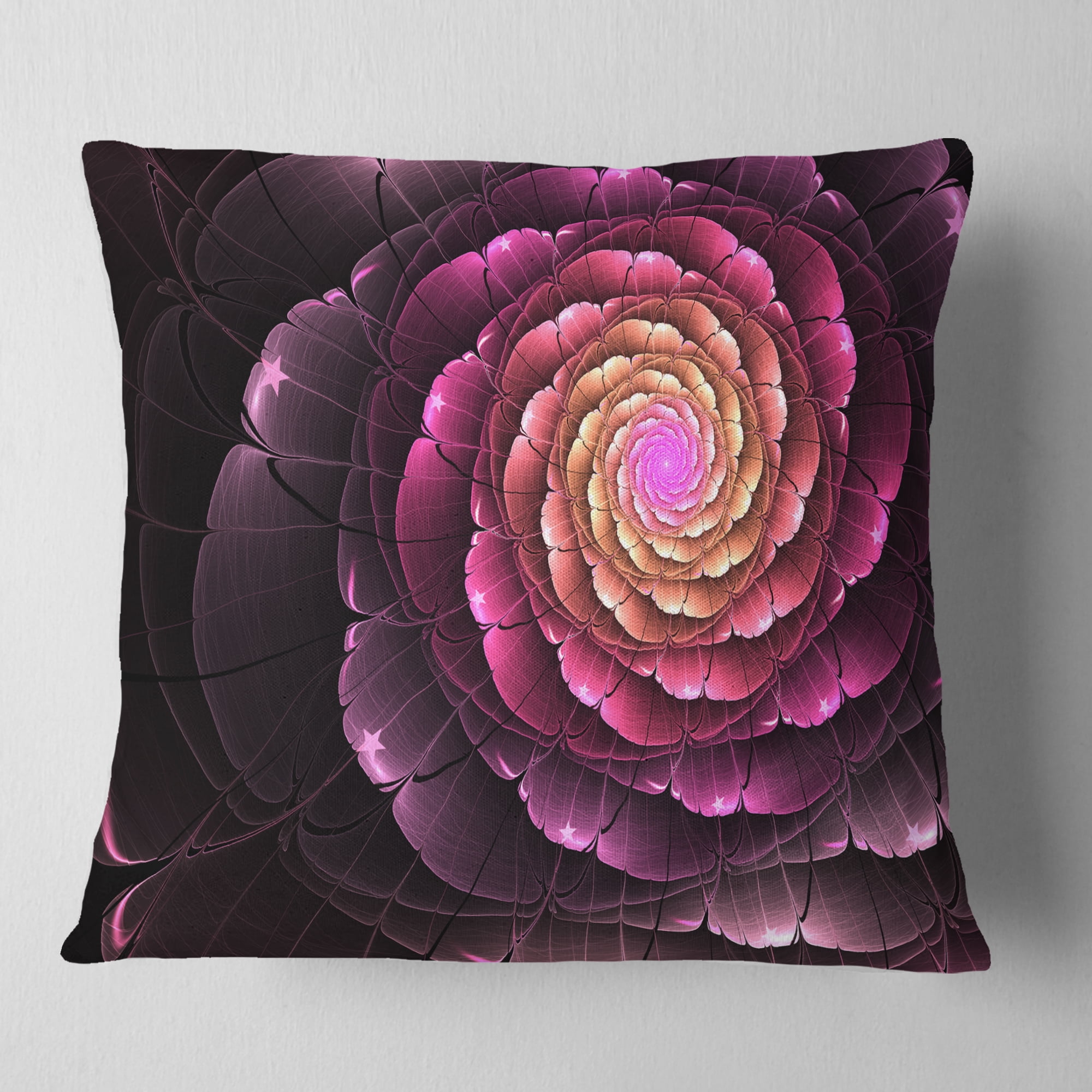 Designart Fractal Flower Light Purple Digital Art - Flower Throw Pillow - 16x16