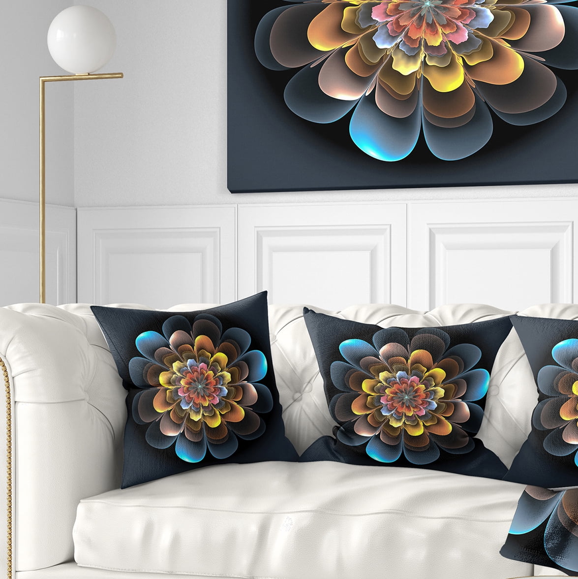 Designart Fractal Flower Macro Close up - Floral Throw Pillow - 18x18