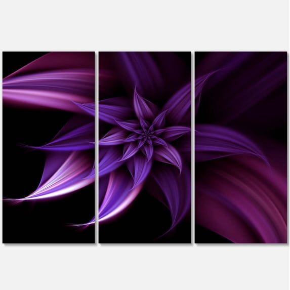 Designart 'Fractal Flower Purple ' Floral Art Canvas Print