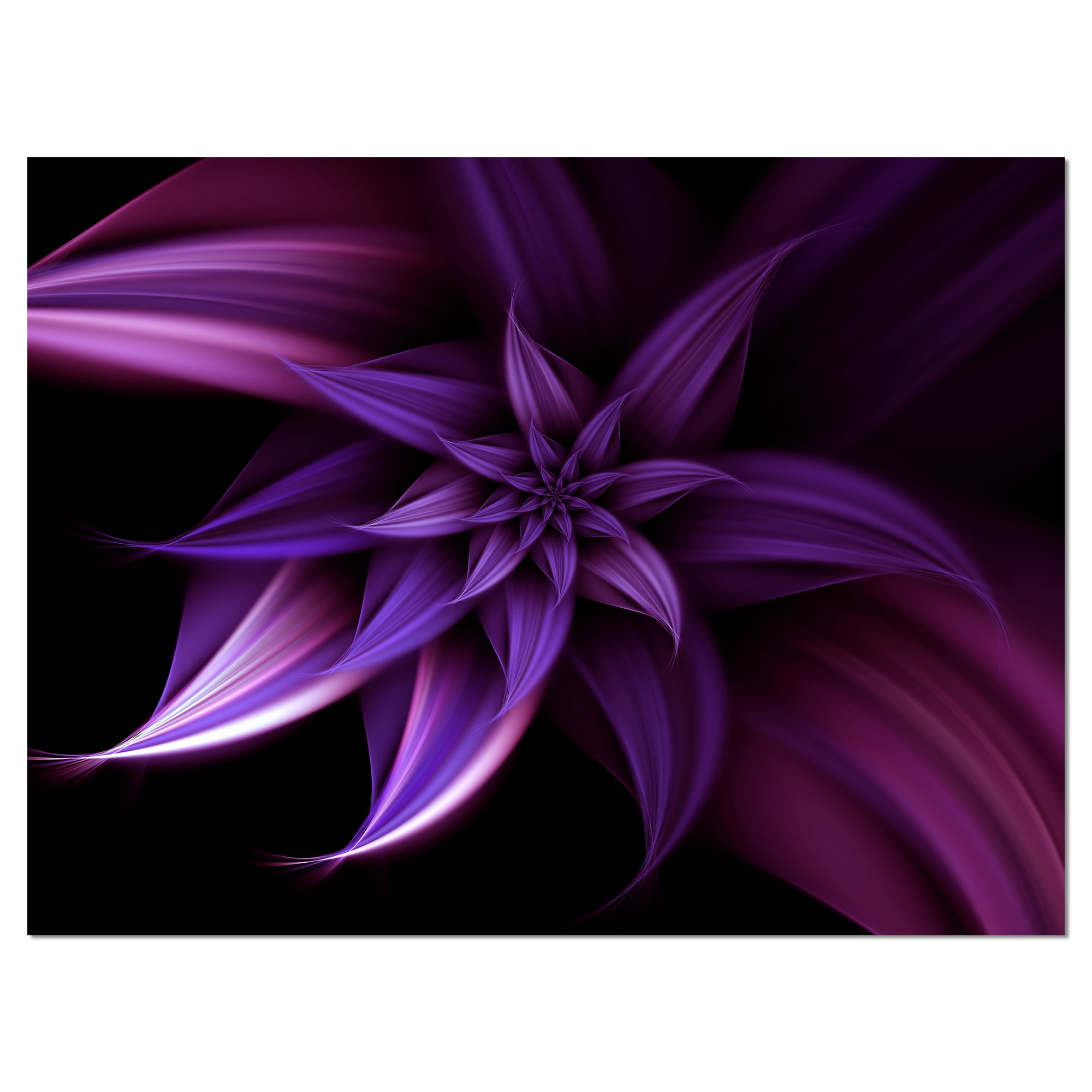 Designart 'Fractal Flower Purple ' Floral Art Canvas Print