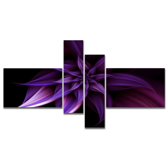 Designart 'Fractal Flower Purple ' Floral Art Canvas Print