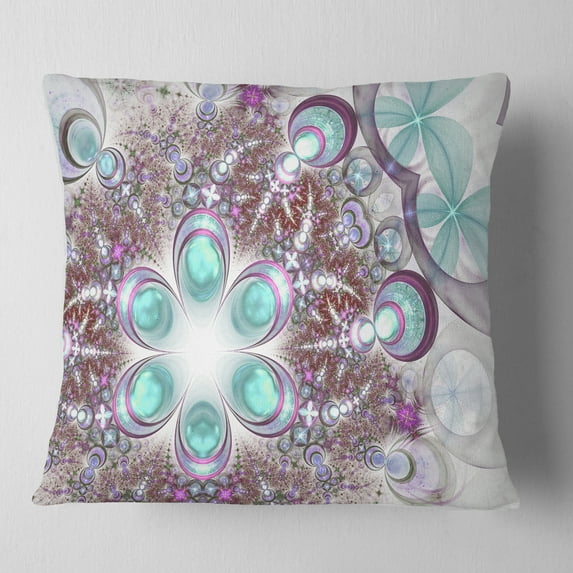Designart Fractal Flower of Blue Digital Art - Flower Throw Pillow - 18x18