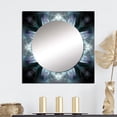 thumbnail image 1 of Designart "Fractal Flowers in Turquoise and White II" Modern Geometric Turquoise Large Square Mirror - Square Bedroom Mirror Printed Wall Decor - Modern Square Printed Wall Mirror Art, 1 of 5