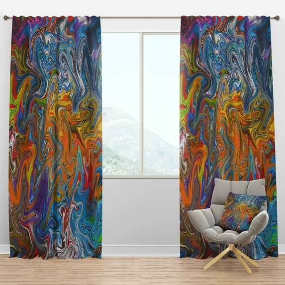 Designart 'Fractal Flowing Colors' Contemporary Blackout Curtain Panel