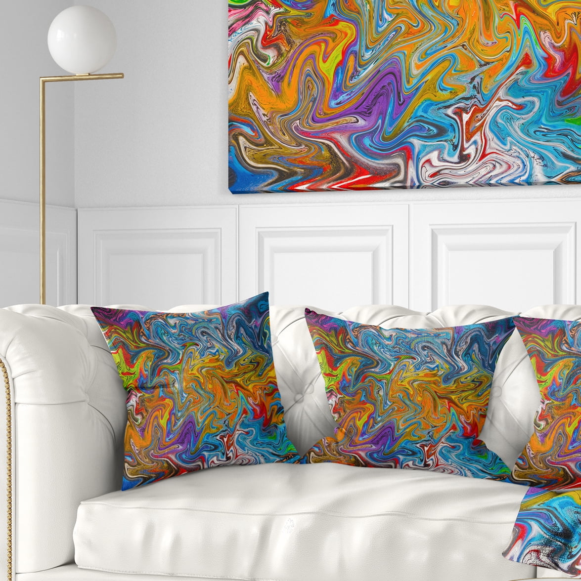 Designart Fractal Flowing Colors - Contemporary Throw Pillow - 18x18