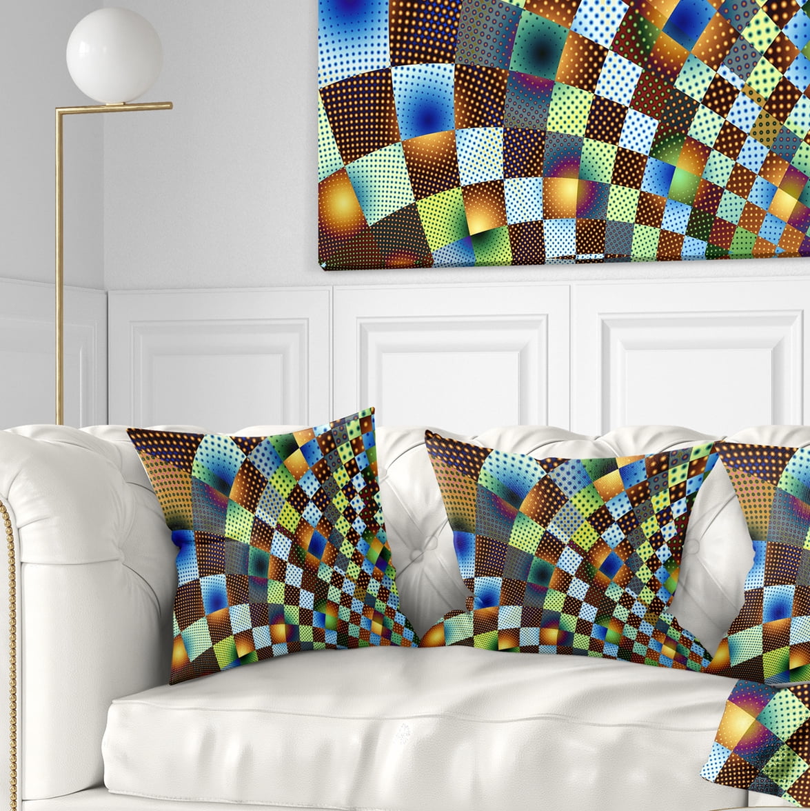 Designart Fractal Geometric Ornament Design - Contemporary Throw Pillow - 16x16