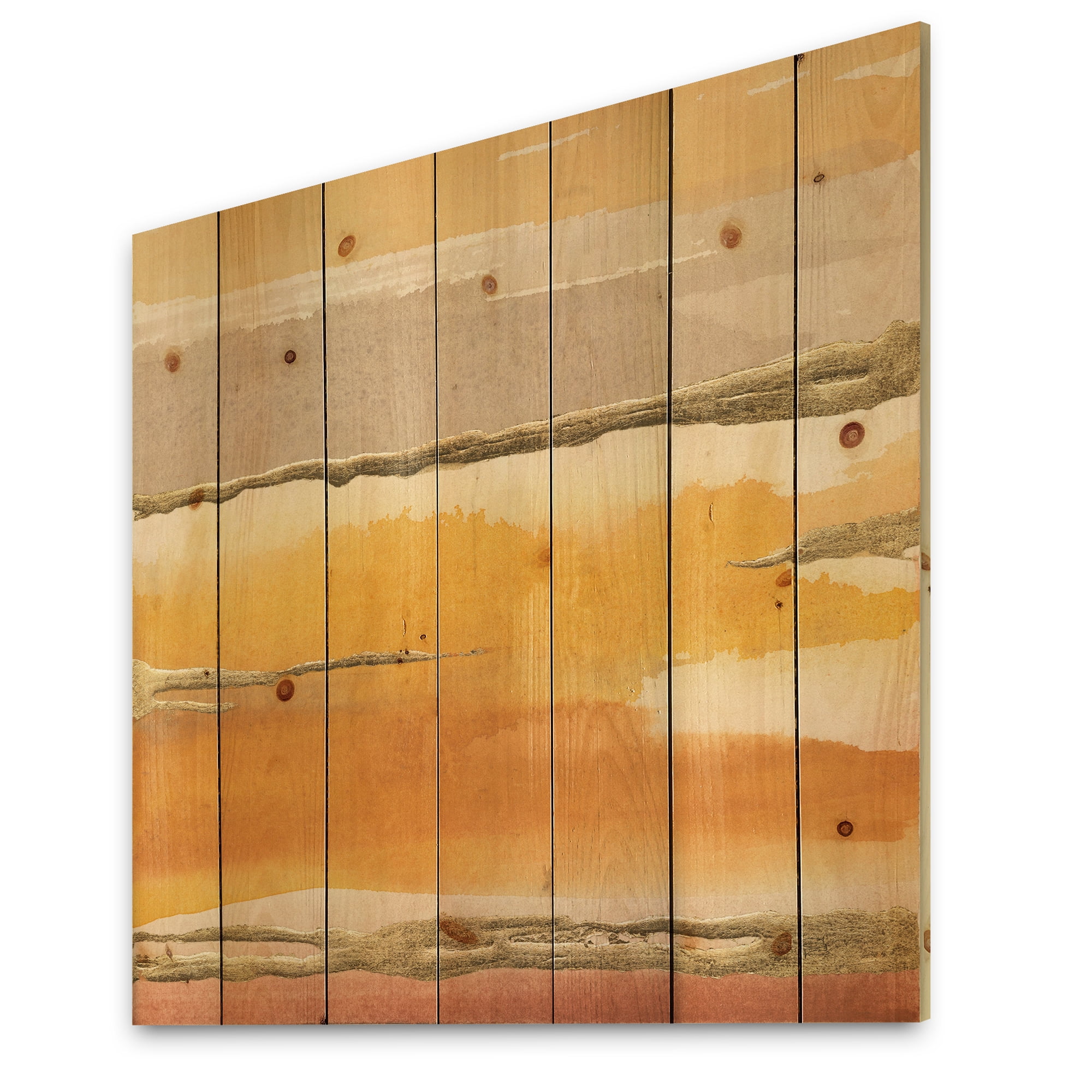 Designart 'Fractal Gilded Amber' Modern & Contemporary Print on Natural Pine Wood