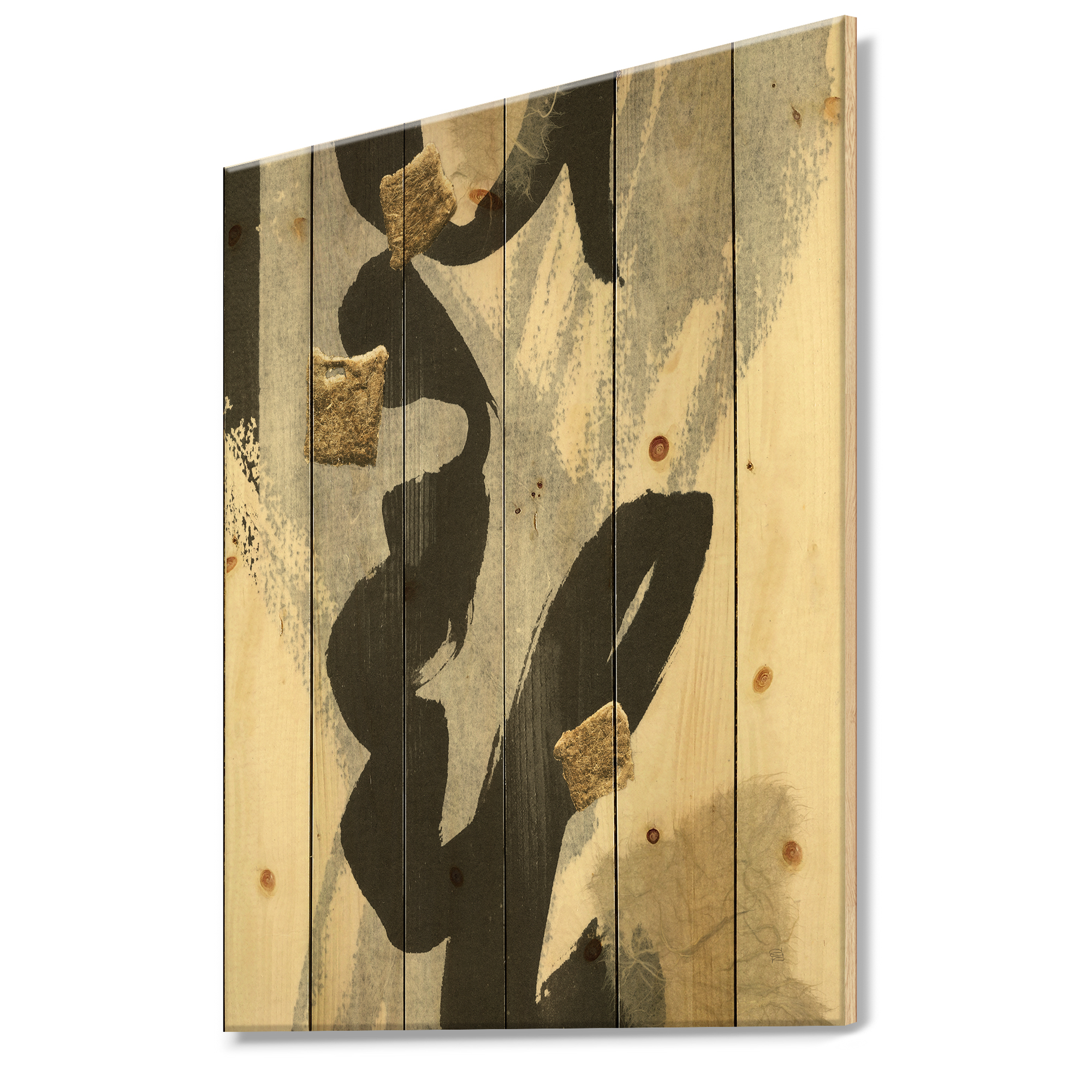 Designart 'Fractal Glam Collage II' Modern & Contemporary Print on Natural Pine Wood