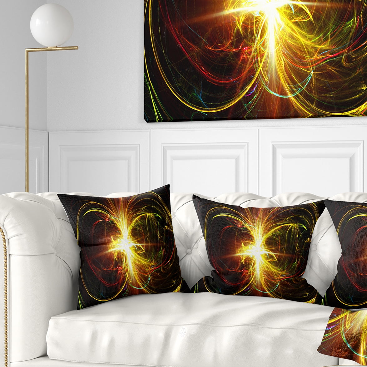 Designart Fractal Hoops - Abstract Throw Pillow - 16x16