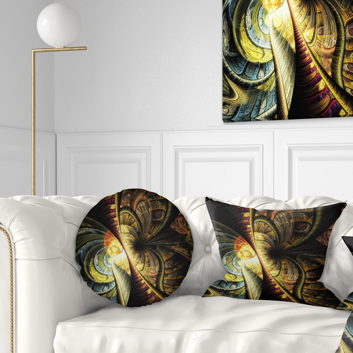 Designart Fractal Illustration - Abstract Throw Pillow - 12x20