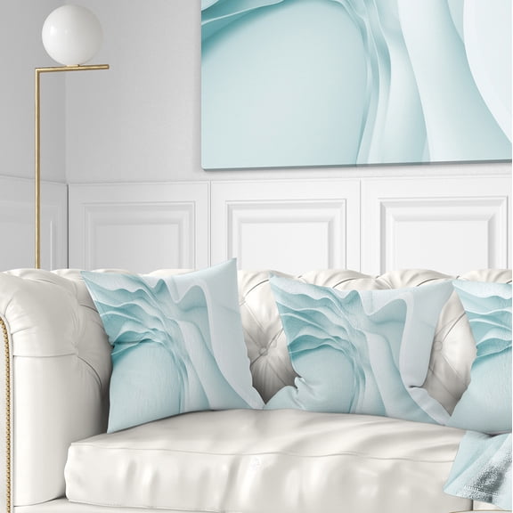 Designart Fractal Large Blue 3D Waves - Contemporary Throw Pillow - 16x16