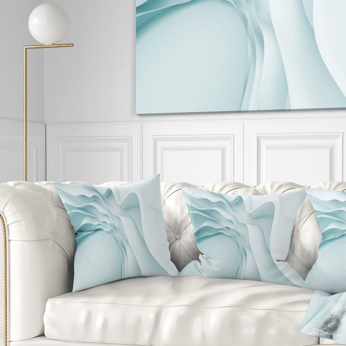 Designart Fractal Large Blue 3D Waves - Contemporary Throw Pillow - 18x18