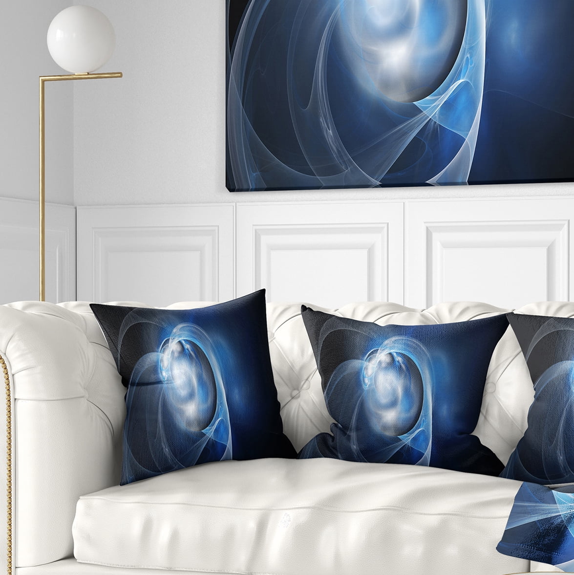 Designart Fractal Lighting in Dark Blue - Abstract Throw Pillow - 18x18