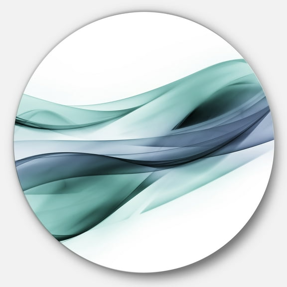 Designart 'Fractal Lines Grey Blue' Abstract Circle Metal Wall Art