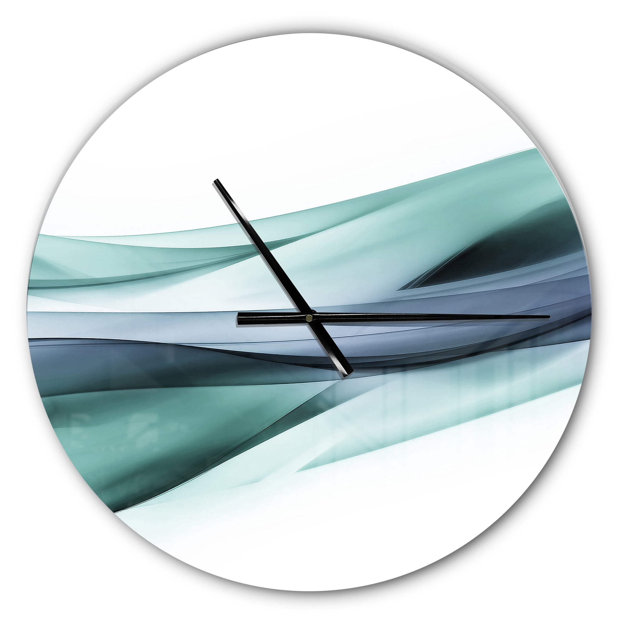 Designart 'Fractal Lines Grey Blue' Metal Wall Clock