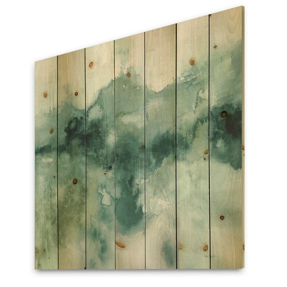 Designart 'Fractal Lost Into The Blue' Abstract Print on Natural Pine Wood