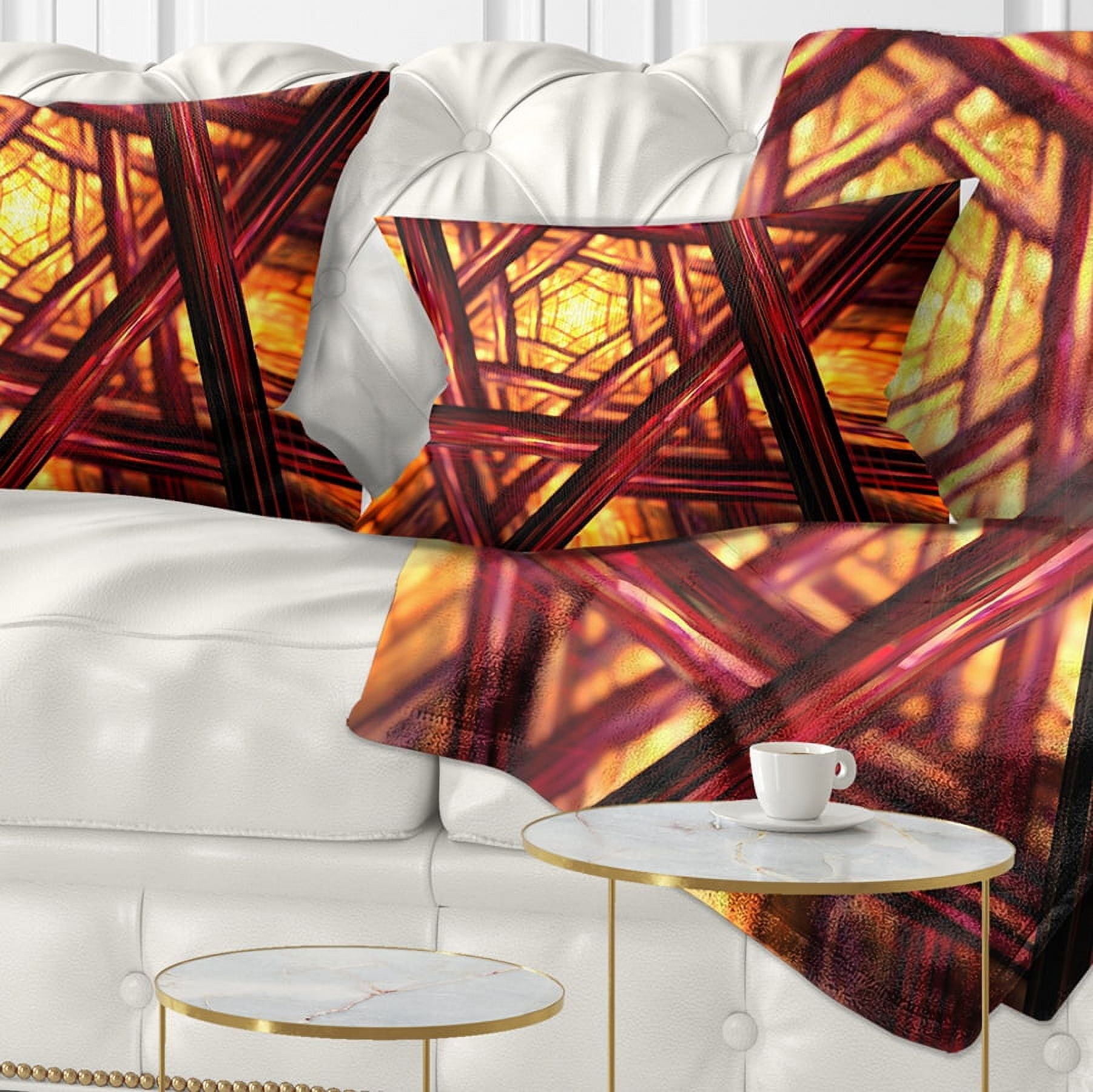 Designart Fractal Mandala Design - Abstract Throw Pillow - 12x20