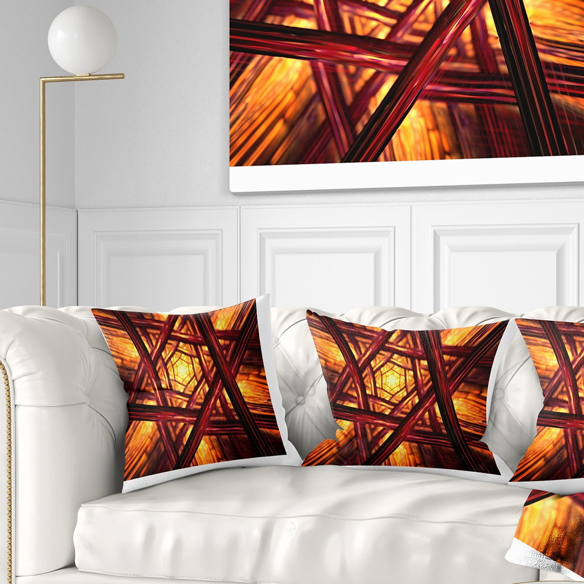 Designart Fractal Mandala Design - Abstract Throw Pillow - 18x18