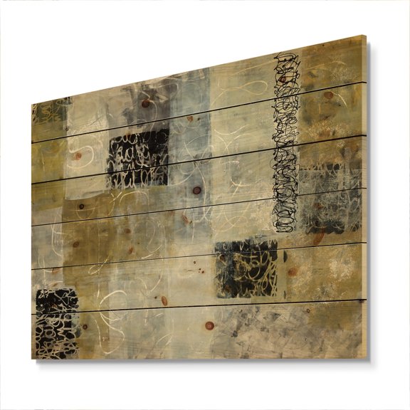 Designart 'Fractal Multicolor Twin City' Glam Print on Natural Pine Wood