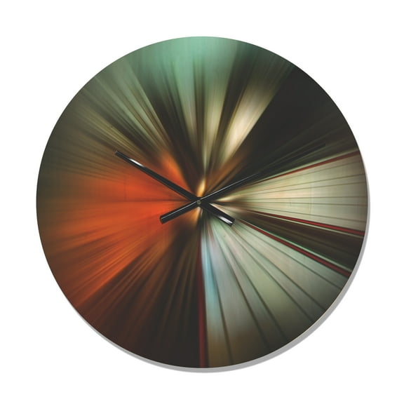 Designart 'Fractal Orange Brown and Gray' Modern Wood Wall Clock
