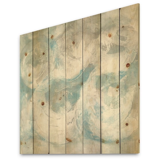 Designart 'Fractal Pale Blue Shade IV' Modern Farmhouse Print on Natural Pine Wood