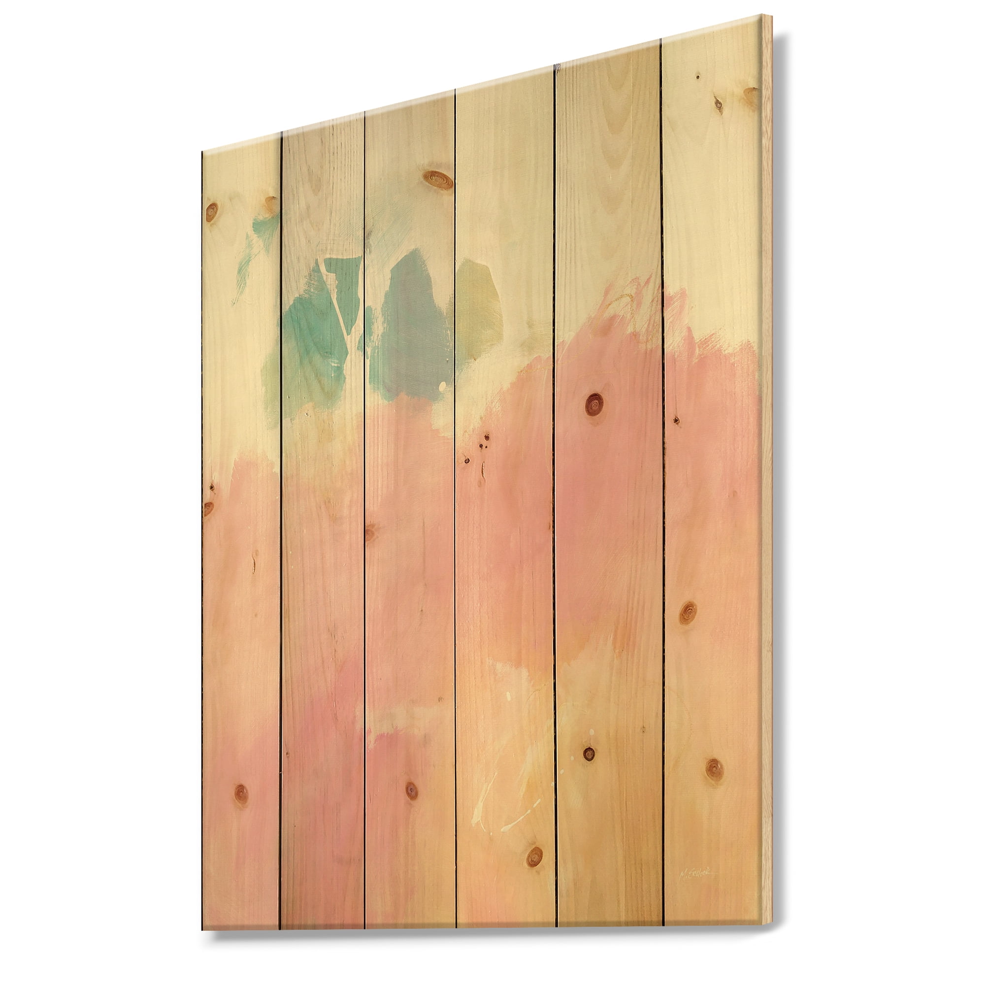 Designart 'Fractal Pink Dream' Modern & Contemporary Print on Natural Pine Wood
