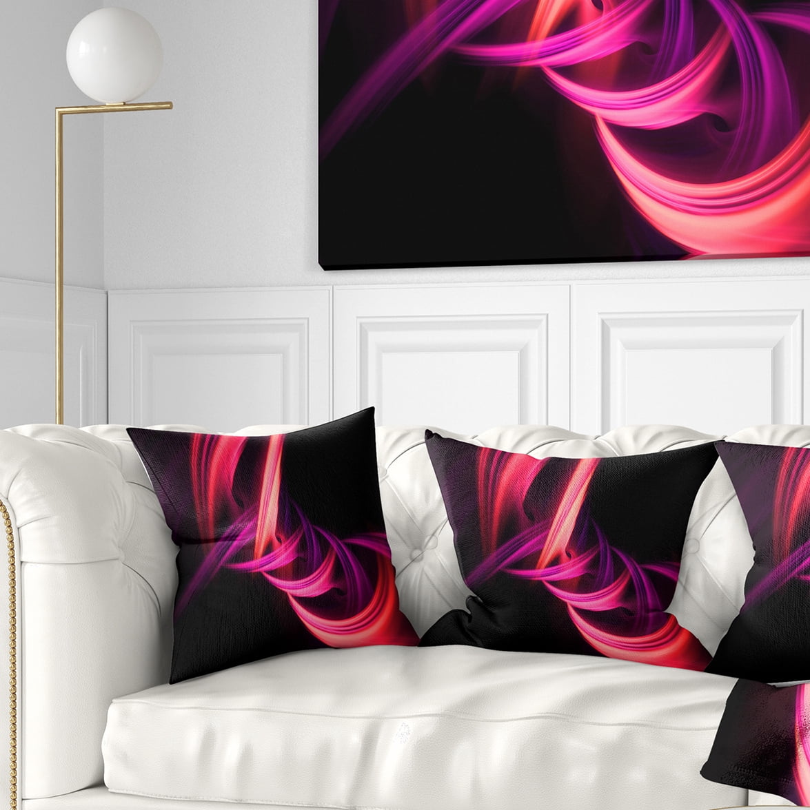 Designart Fractal Purple Connected Stripes - Contemporary Throw Pillow - 16x16