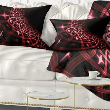 Designart Fractal Purple Dense Stripes - Contemporary Throw Pillow - 12x20
