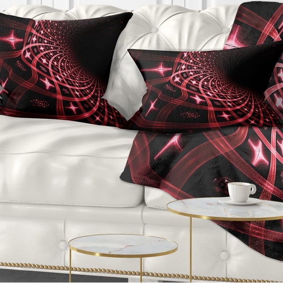 Designart Fractal Purple Dense Stripes - Contemporary Throw Pillow - 12x20