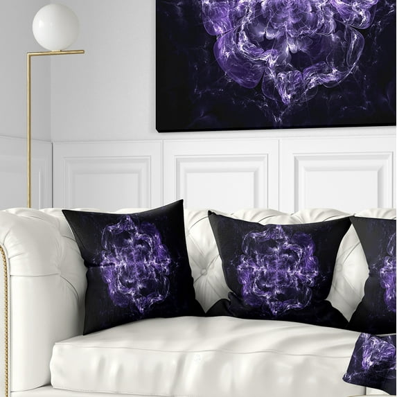 Designart Fractal Purple Flower Explosion - Floral Throw Pillow - 18x18
