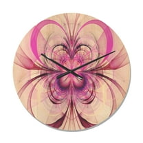 Designart 'Fractal Purple Flower Pattern ' Modern Wood Wall Clock