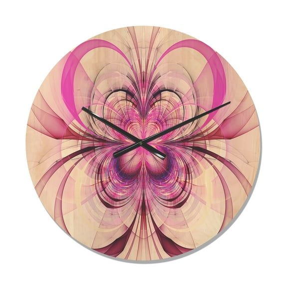 Designart 'Fractal Purple Flower Pattern ' Modern Wood Wall Clock