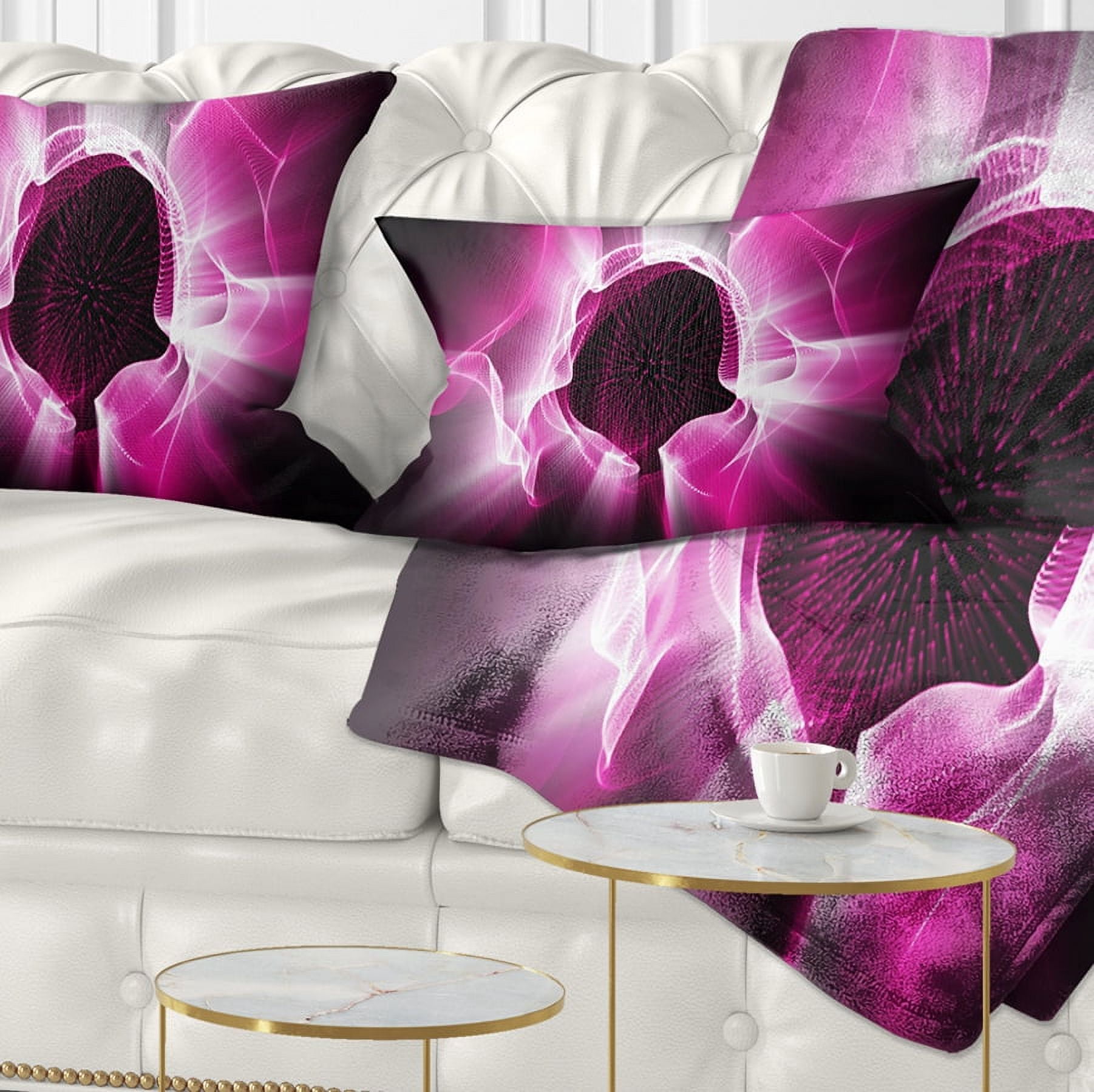 Designart Fractal Purple Light Shine - Abstract Throw Pillow - 12x20