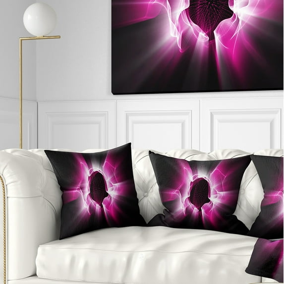Designart Fractal Purple Light Shine - Abstract Throw Pillow - 16x16