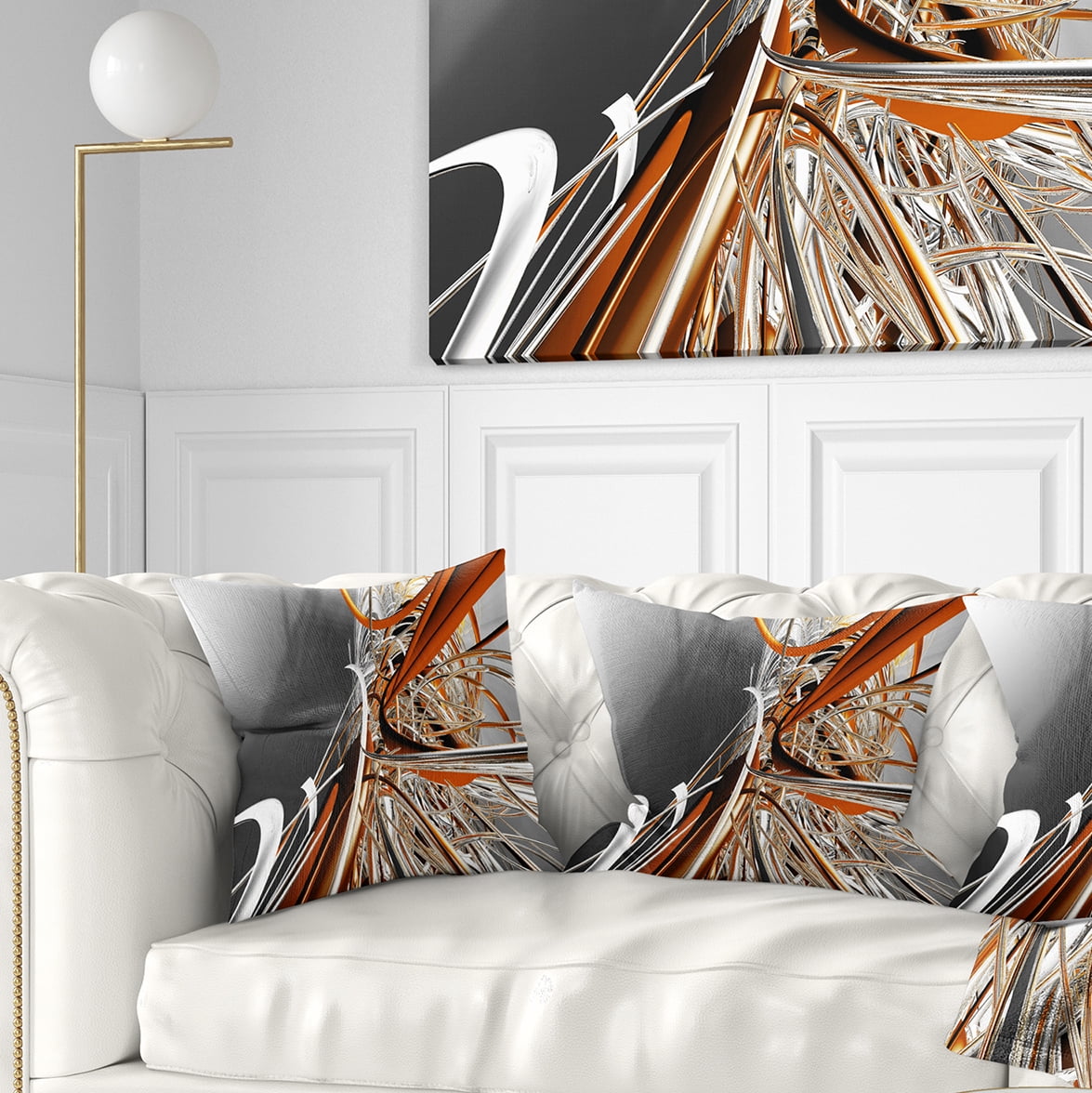 Designart Fractal Red N White Connected Stripes - Throw Pillow - 18x18