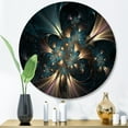 thumbnail image 1 of Designart "Fractal Reverberations Gold and Blue I" Abstract Fractal Round Metal Art, 1 of 5