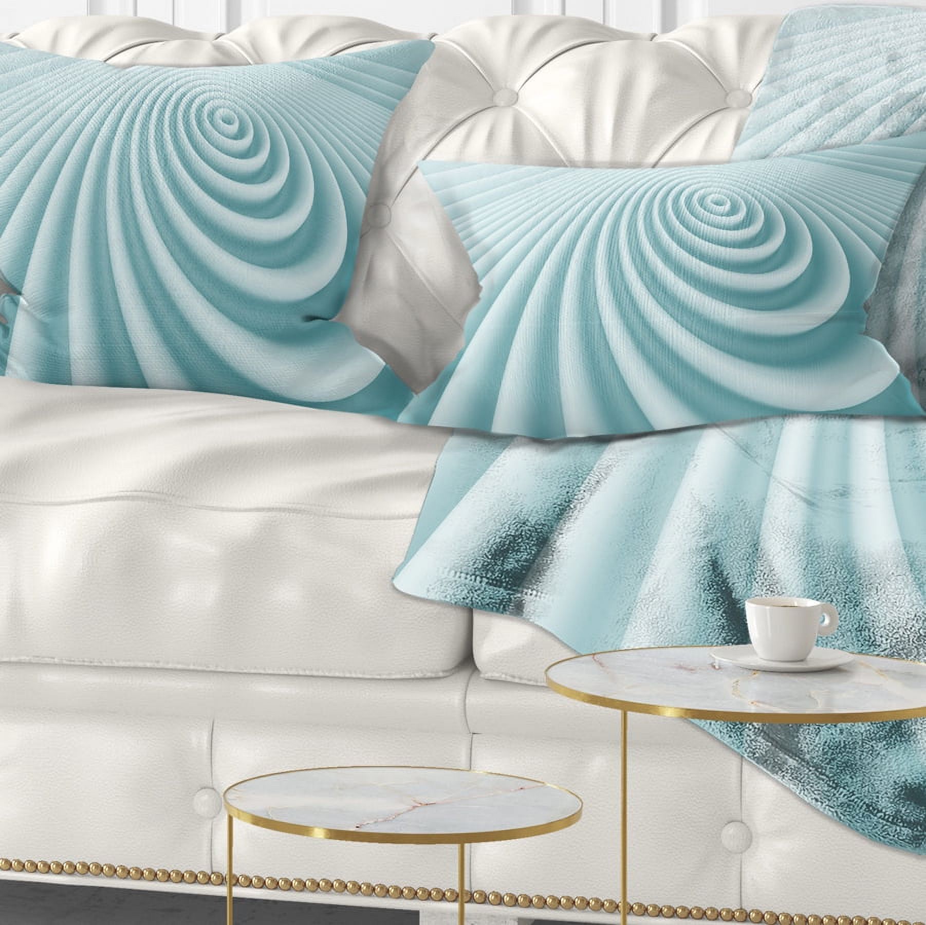 Designart Fractal Rounded Blue 3D Waves - Contemporary Throw Pillow - 12x20