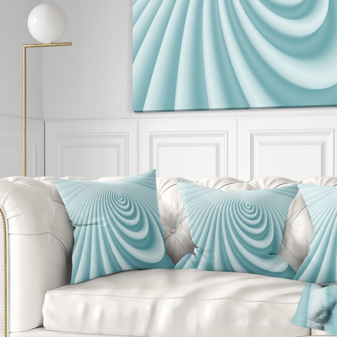 Designart Fractal Rounded Blue 3D Waves - Contemporary Throw Pillow - 16x16