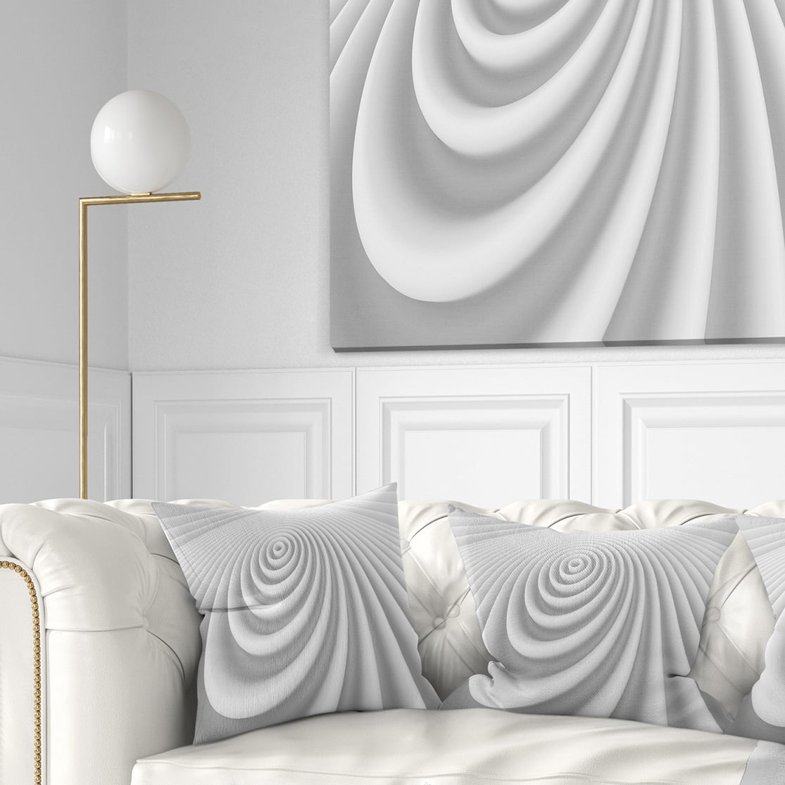 Designart Fractal Rounded White 3D Waves - Contemporary Throw Pillow - 18x18
