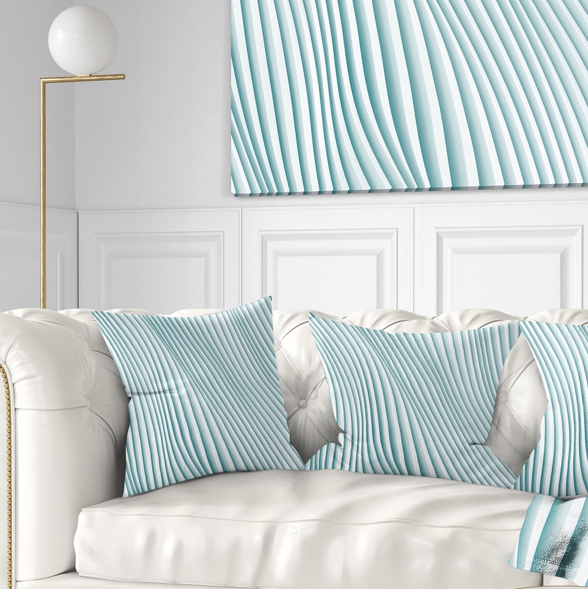 Designart Fractal Small Blue 3D Waves - Contemporary Throw Pillow - 16x16