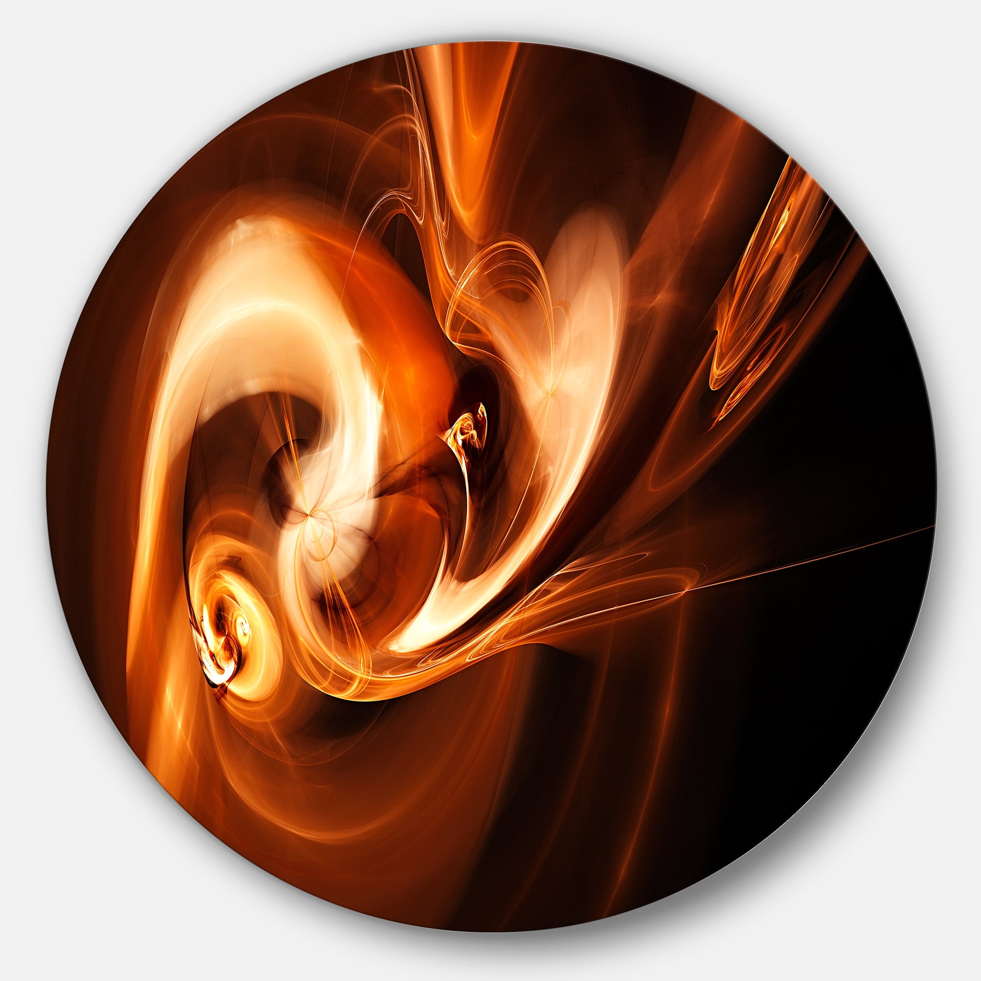 Designart 'Fractal Smoke Texture Brown' Abstract Circle Metal Wall Art
