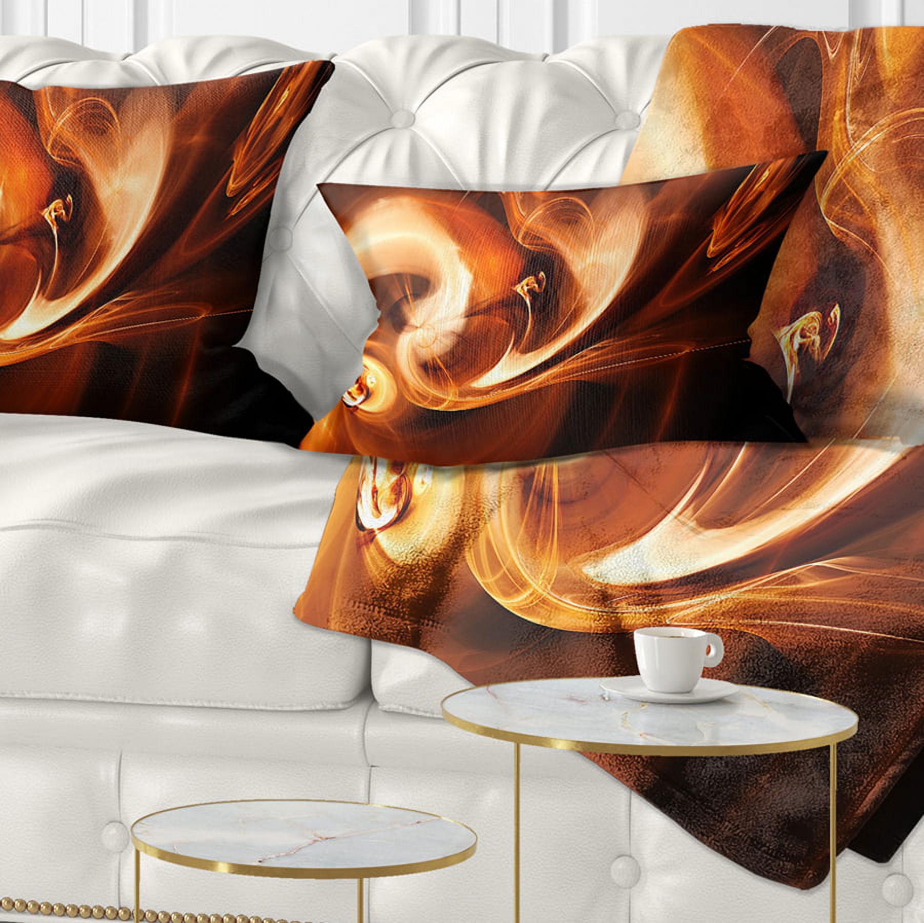 Designart Fractal Smoke Texture Brown - Abstract Throw Pillow - 12x20