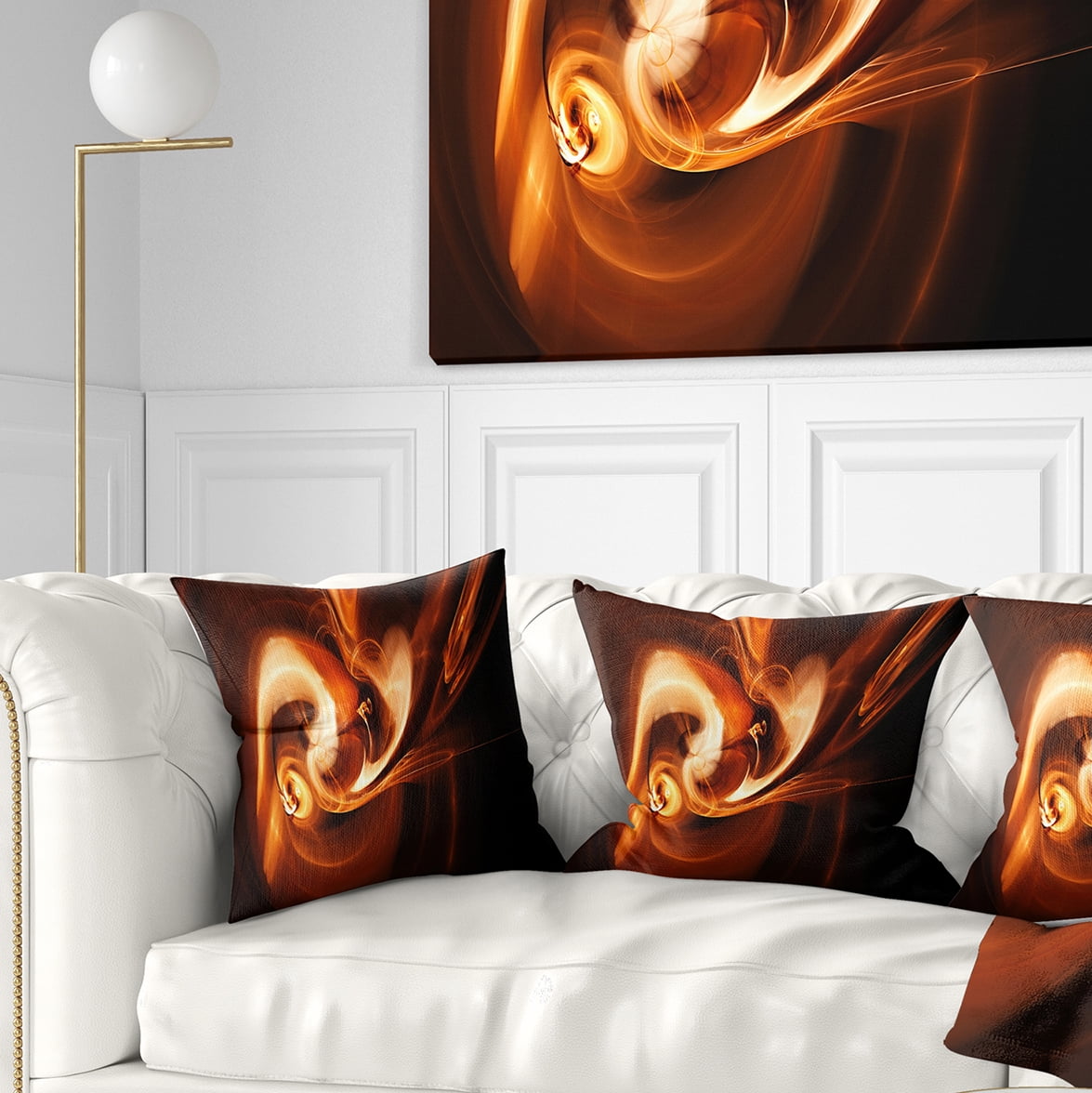 Designart Fractal Smoke Texture Brown - Abstract Throw Pillow - 16x16