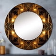 thumbnail image 1 of Designart "Fractal Tide in Gold and Black V" Geometric Gold Large Round Mirror - Round Mirror Wall Décor - Glam Round Printed Mirror 36" x 36" Inch, 1 of 5